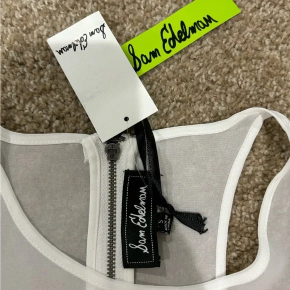 Sam Edelman white lace zip up tank top size S-NWT - Picture 3 of 11